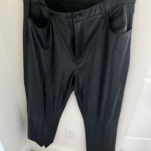 Abercrombie & Fitch Women's Black Leather Straight Leg Pants